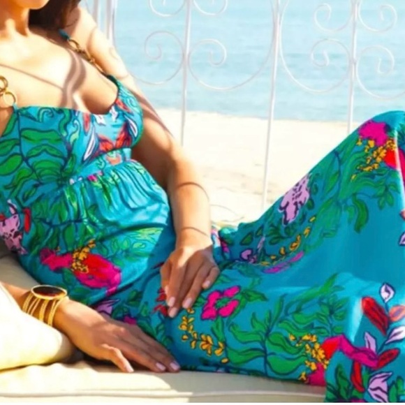 Lilly Pulitzer Joanna Empire Waist Maxi Dress in Shake Your Tail Feathers - Picture 4 of 13